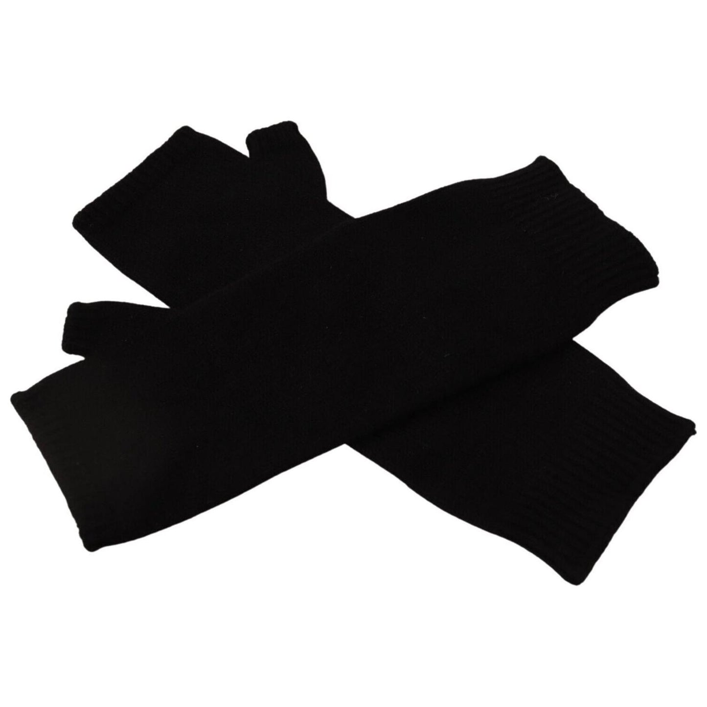 Dolce & Gabbana Black Knitted Fingerless Elbow Length Gloves LB3060 - 7.5
