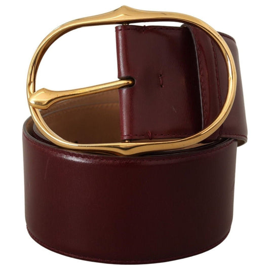 Dolce & Gabbana Elegant Brown Leather Belt with Gold Oval Buckle Dolce & Gabbana Black
