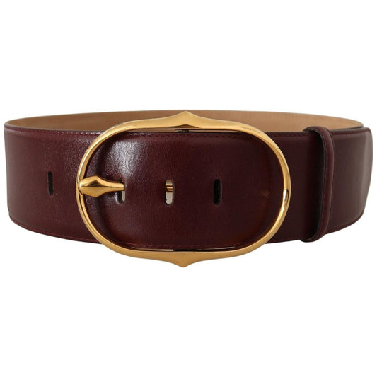 Dolce & Gabbana Elegant Brown Leather Belt with Gold Oval Buckle Dolce & Gabbana Dark Slate Gray