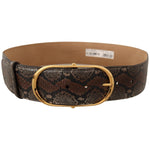 Dolce & Gabbana Brown Exotic Leather Gold Oval Buckle Belt WOMAN BELTS