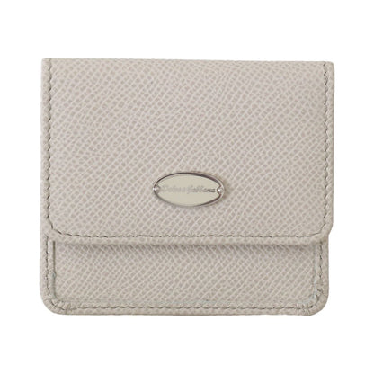 Dolce & Gabbana White Dauphine Leather Holder Pocket Wallet Condom Case
