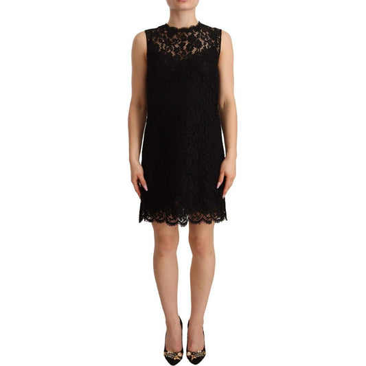Dolce & Gabbana Black Floral Lace Sheath Sleeveless Mini Dress DR28238 - 40