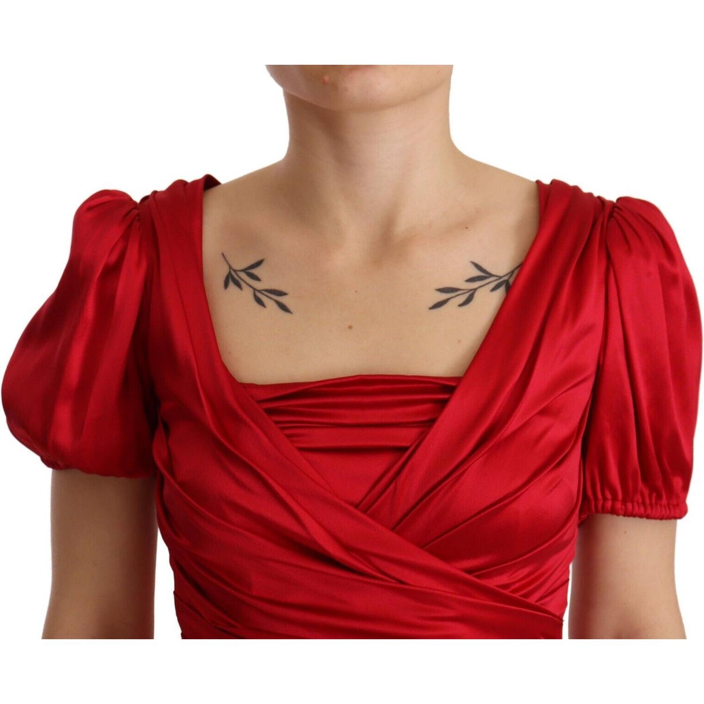 Dolce & Gabbana Red Silk Stretch Sheath Mermaid Gown Dress