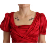 Dolce & Gabbana Red Silk Stretch Sheath Mermaid Gown Dress