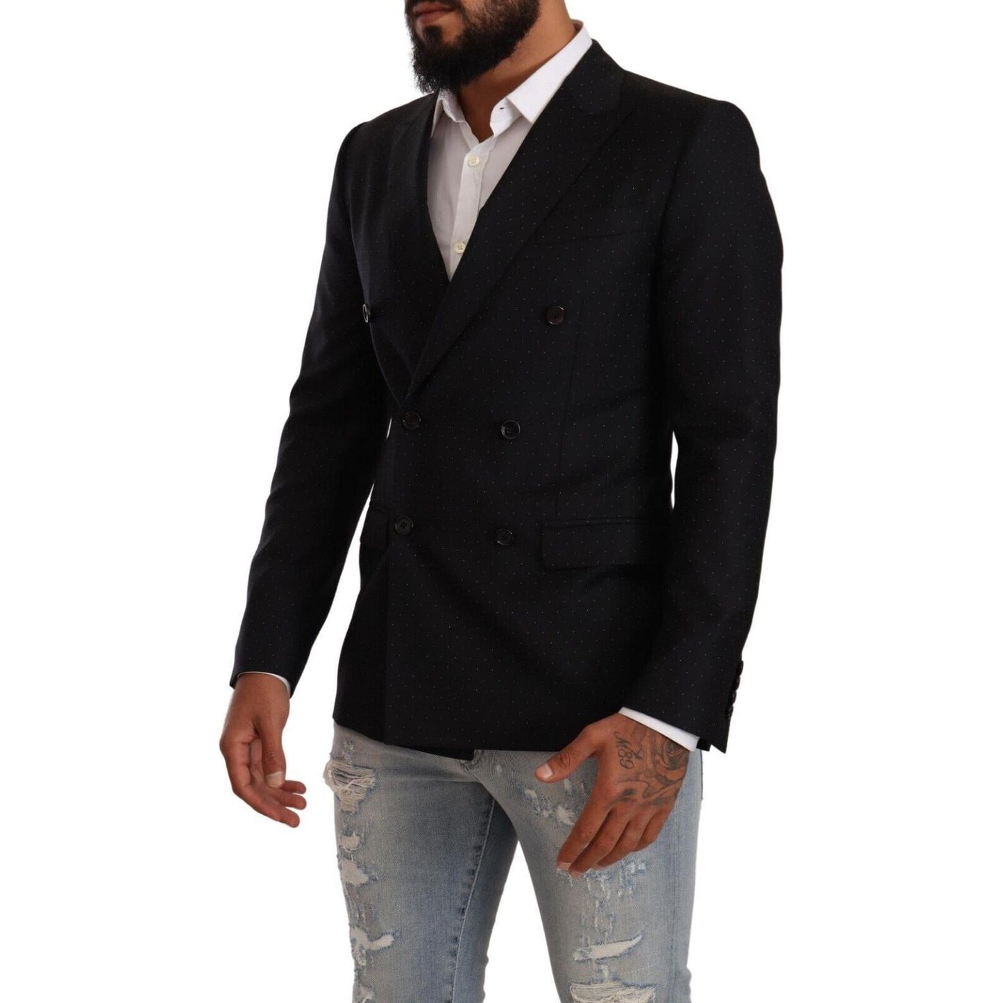 Dolce & Gabbana Black Dotted Double Breasted MARTINI Jacket