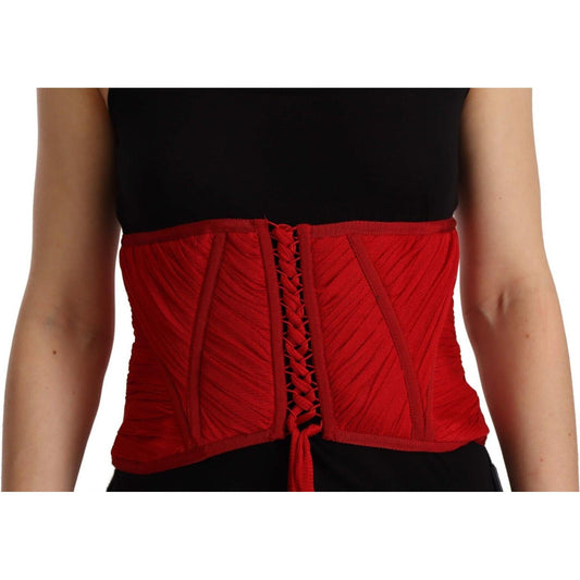Dolce & Gabbana Elegant Red Silk Corset Belt Top Dolce & Gabbana Saddle Brown
