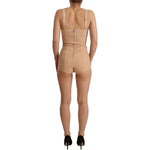 Dolce & Gabbana Beige Nylon Floral Lace Bodysuit Underwear