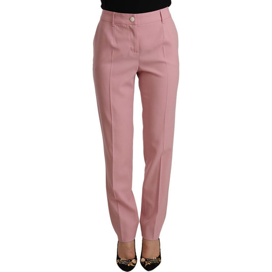 Dolce & Gabbana Elegant Pink High-Waisted Trousers Dolce & Gabbana Rosy Brown