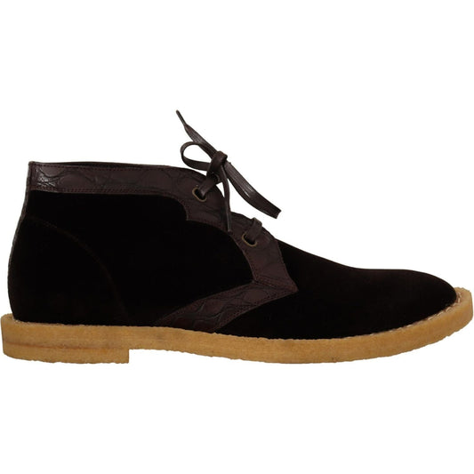 Dolce & Gabbana Exotic Caiman Leather Ankle Boots in Brown Dolce & Gabbana Black
