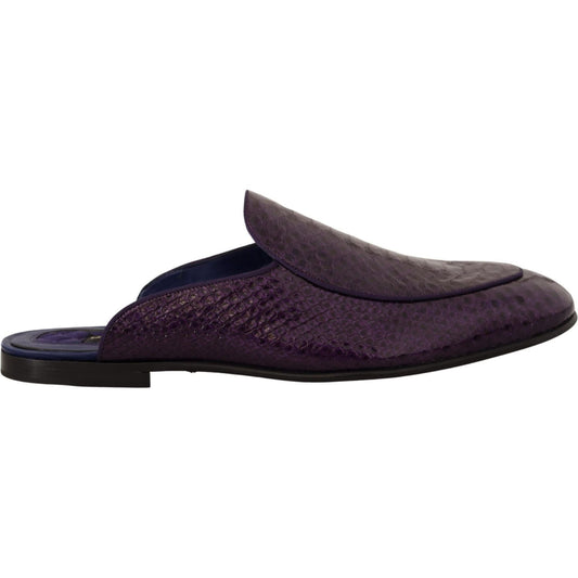 Dolce & Gabbana Purple Exotic Python Leather Slides Dolce & Gabbana Dark Slate Gray