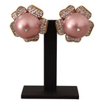 Dolce & Gabbana Gold Tone Maxi Faux Pearl Floral Clip-on Jewelry Earrings SMY100819
