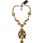 Dolce & Gabbana Gold Brass Carretto Sicily Statement Crystal Chain Necklace Necklace