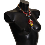 Dolce & Gabbana Gold Brass Carretto Sicily Statement Crystal Chain Necklace Necklace
