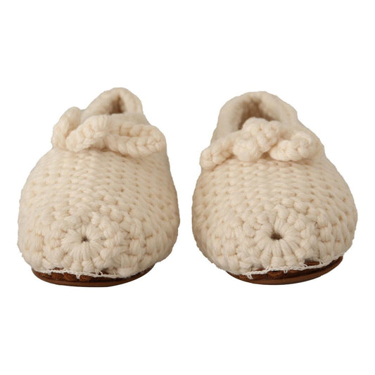Dolce & Gabbana Chic Wool Knit Ballerina Flats Dolce & Gabbana Tan