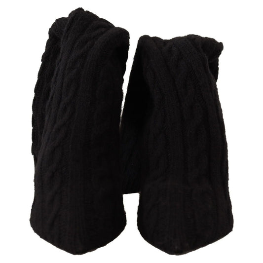 Dolce & Gabbana Black Stretch Socks Knee High Booties Shoes LA9668 - 38