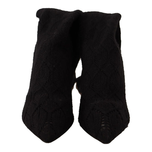 Dolce & Gabbana Black Stretch Socks Knee High Booties Shoes LA9669 - 39