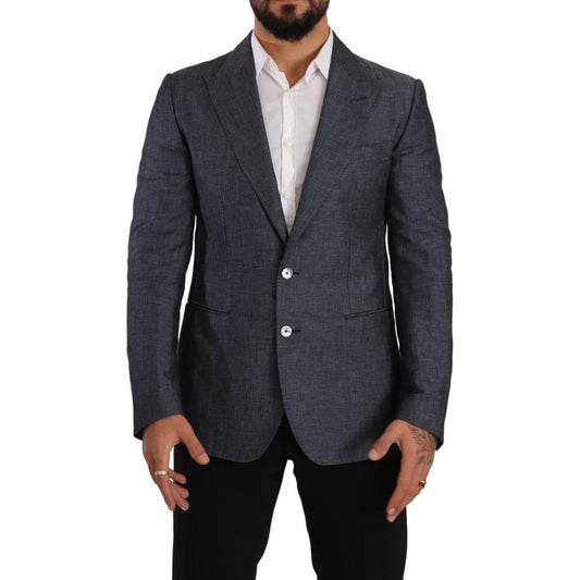 Dolce & Gabbana Elegant Slim Fit Two-Button Blue Blazer Dolce & Gabbana Dark Slate Gray
