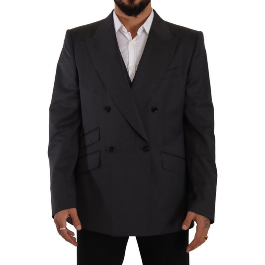 Dolce & Gabbana Elegant Gray Sicilia Wool Blend Suit Dolce & Gabbana Black