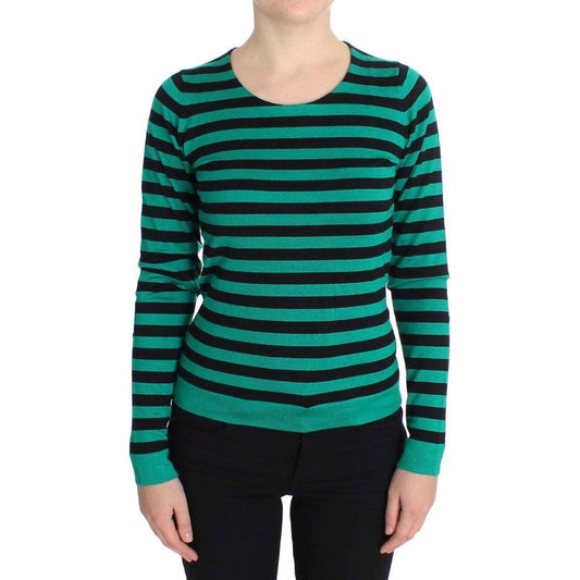 Dolce & Gabbana Elegant Striped Cashmere Silk Sweater Dolce & Gabbana Gray