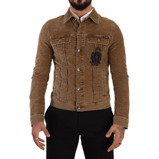 Dolce & Gabbana Elegant Corduroy Logo Jacket Dolce & Gabbana Dark Olive Green