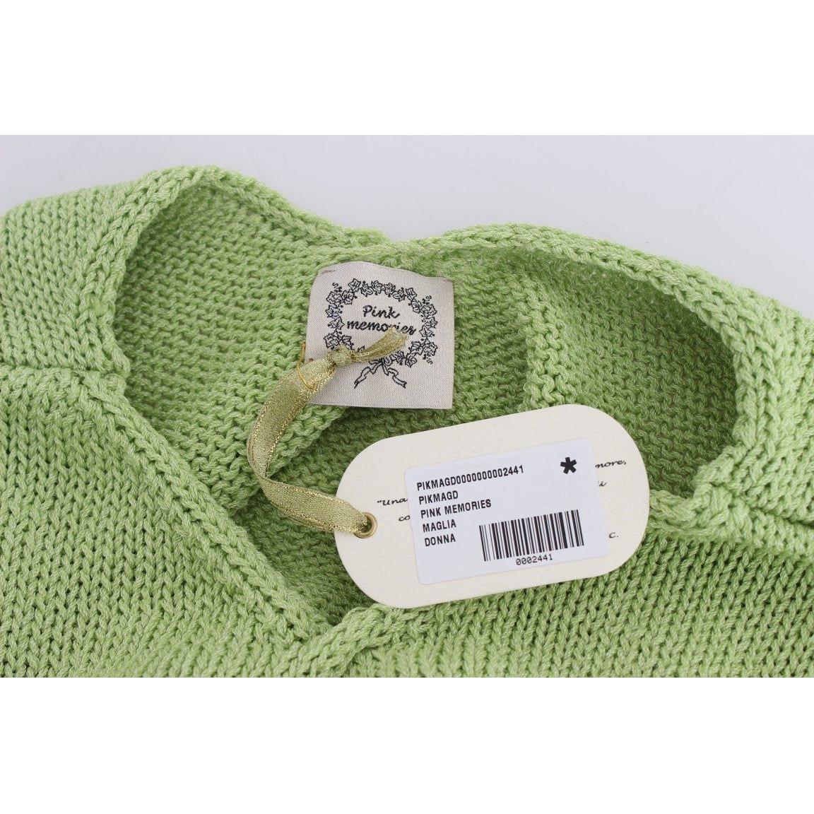 PINK MEMORIES Green Cotton Blend Knitted Sweater
