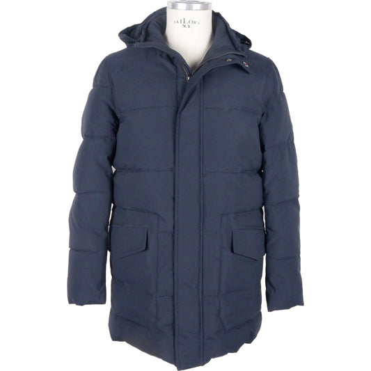 Emilio Romanelli Sleek Blue Men's Hooded Jacket Emilio Romanelli Dark Slate Gray
