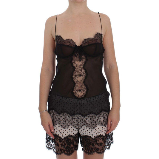 Dolce & Gabbana Black Silk Lace Babydoll Lingerie Top