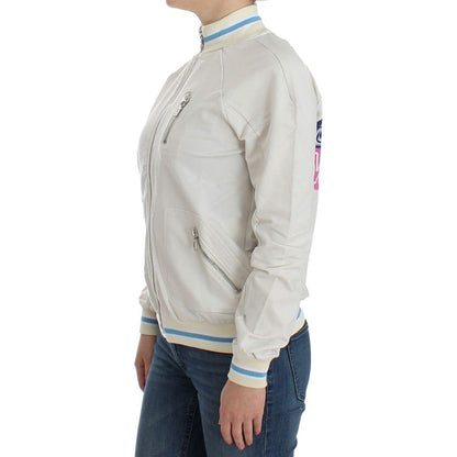 John Galliano White Mock Zip Cardigan Sweatshirt Sweater