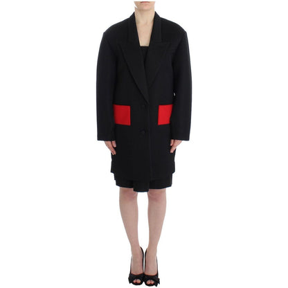 KAALE SUKTAE Black Coat Trench Long Draped Jacket Blazer