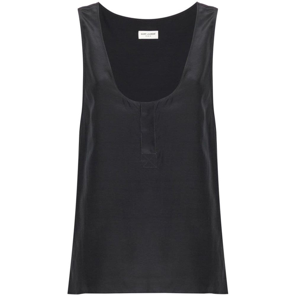 Saint Laurent Henley-neck silk tank top Topwear