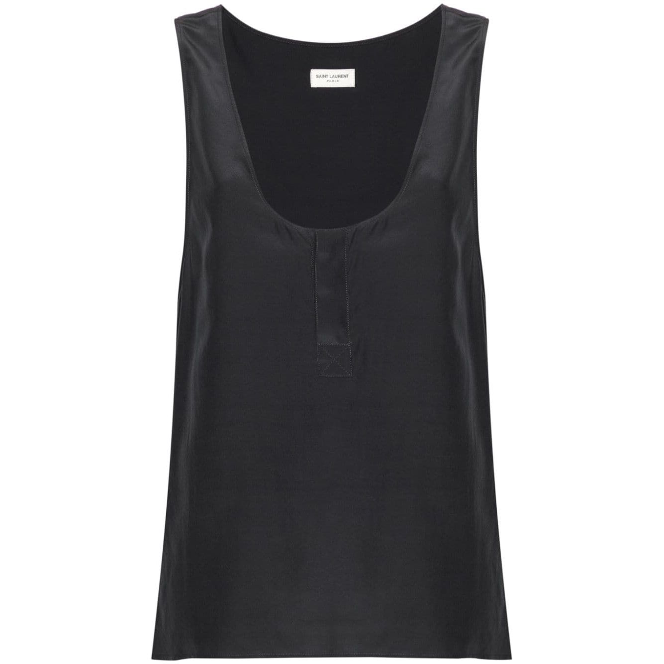 Saint Laurent Henley-neck silk tank top Topwear