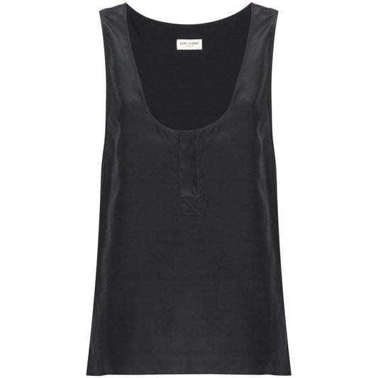 Saint Laurent Henley-neck silk tank top Topwear