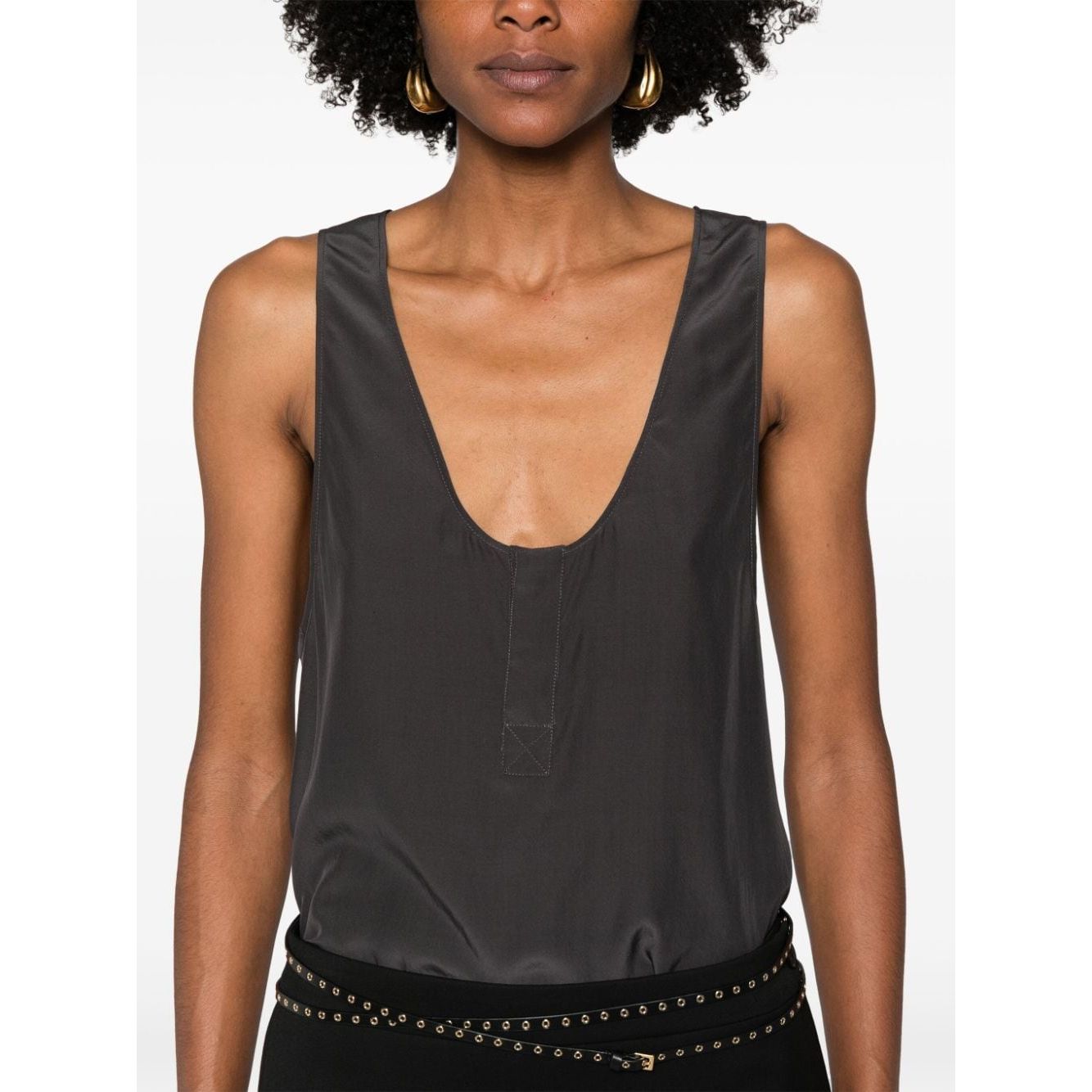 Saint Laurent Henley-neck silk tank top Topwear