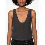 Saint Laurent Henley-neck silk tank top Topwear