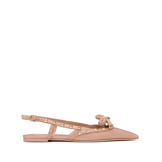 Valentino Garavani Rockstud Bow Slingback Ballerina In Patent Leather