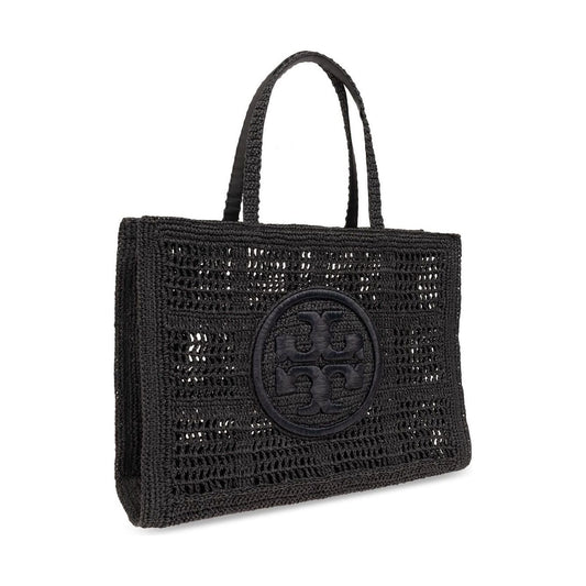 Tory Burch Large Ella Crochet Tote Bag Shopper Tory Burch Dark Slate Gray