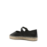 Castañer Castaner Flat shoes Black with braided raffia sole and buckle fastening, Pepa leather espadrilles.