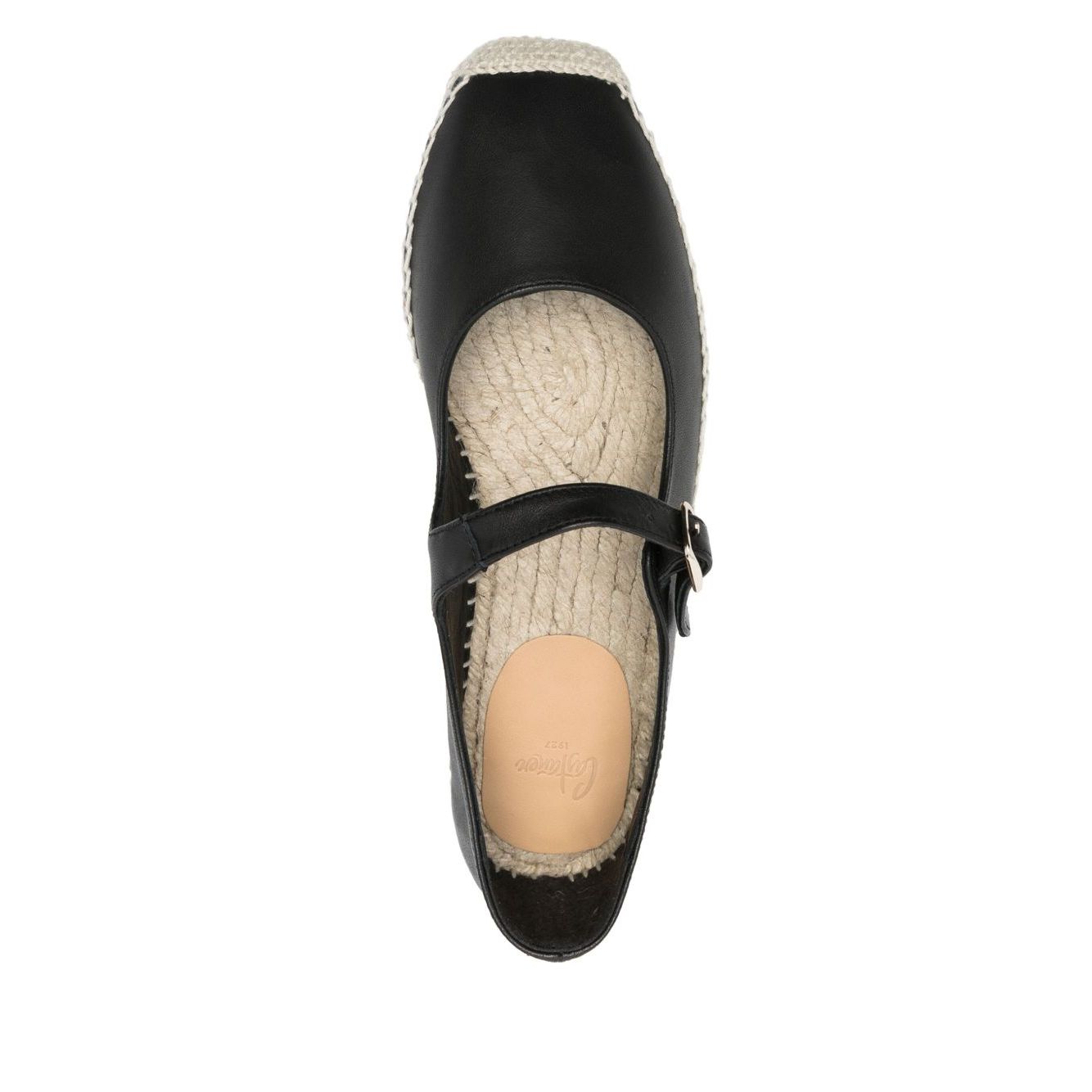 Castañer Castaner Flat shoes Black, black leather espadrilles, buckle fastening, branded insole, braided raffia sole, Pepa style