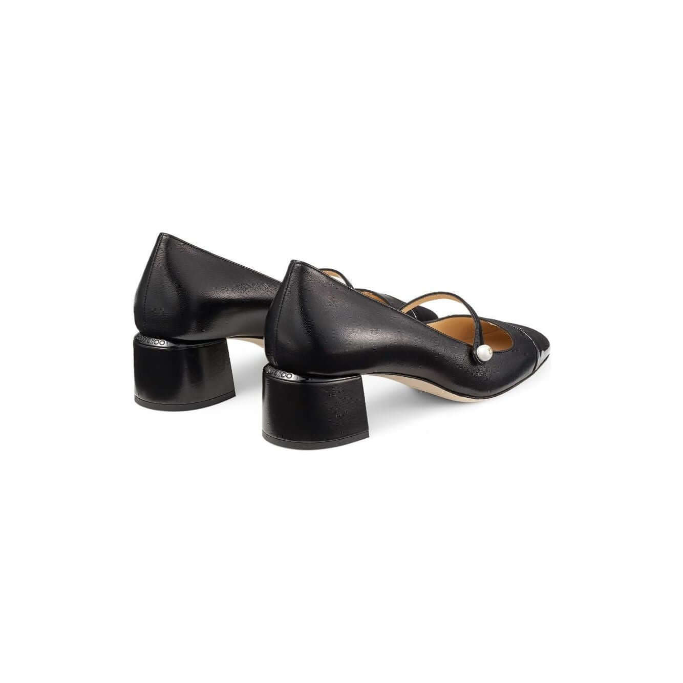 Jimmy Choo Elisa 45 Nappa and Patent Leather Pumps ELISA45PTZBLACK/BLACK-AI25