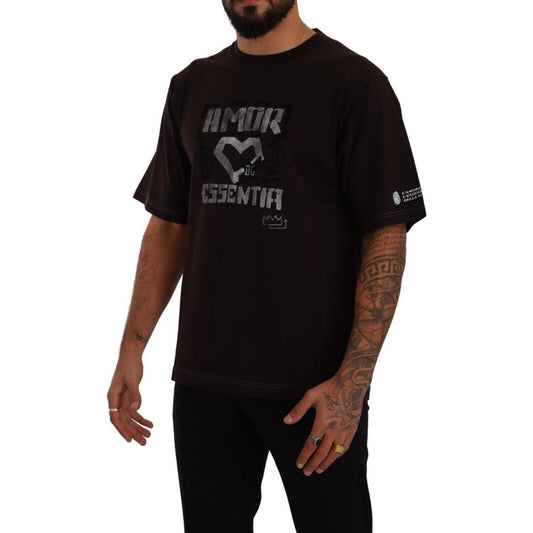 Dolce & Gabbana Elegant Burgundy L'Amore Crew Neck Tee Dolce & Gabbana Black