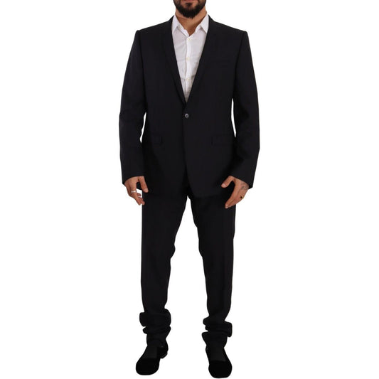 Dolce & Gabbana Elegant Navy Slim Fit Wool Silk Two-Piece Suit Dolce & Gabbana Black