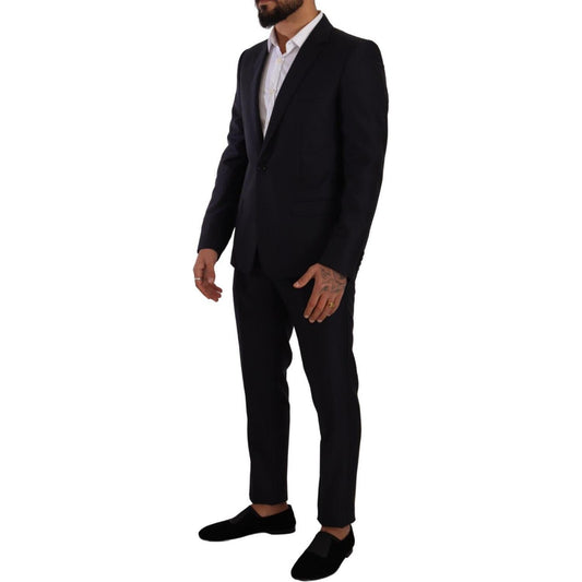 Dolce & Gabbana Elegant Slim Fit Wool Silk Cashmere Men's Suit Dolce & Gabbana Black