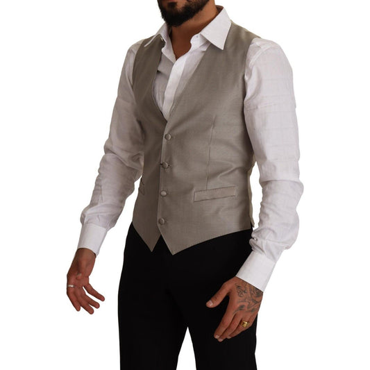 Dolce & Gabbana Elegant Single Breasted Dress Vest in Beige Dolce & Gabbana Dim Gray