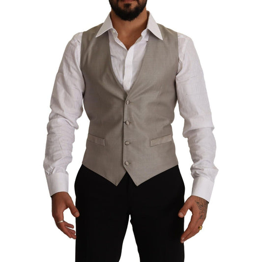 Dolce & Gabbana Elegant Single Breasted Dress Vest in Beige Dolce & Gabbana Dim Gray