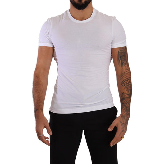 Dolce & Gabbana Elegant White Cotton Blend Round Neck Tee Dolce & Gabbana Black