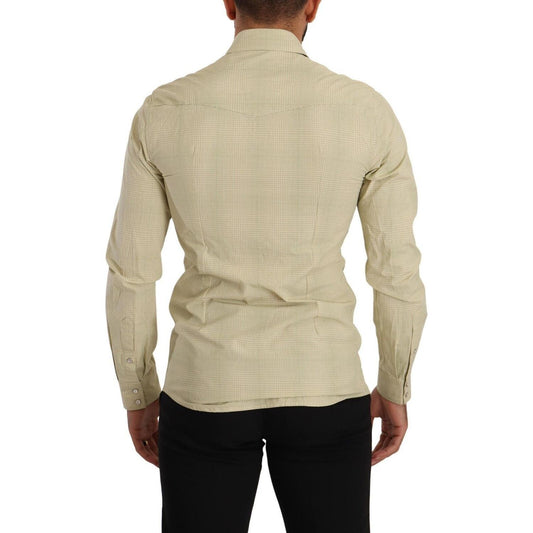 Dolce & Gabbana Elegant Sicilia Checkered Cotton Shirt Dolce & Gabbana Tan