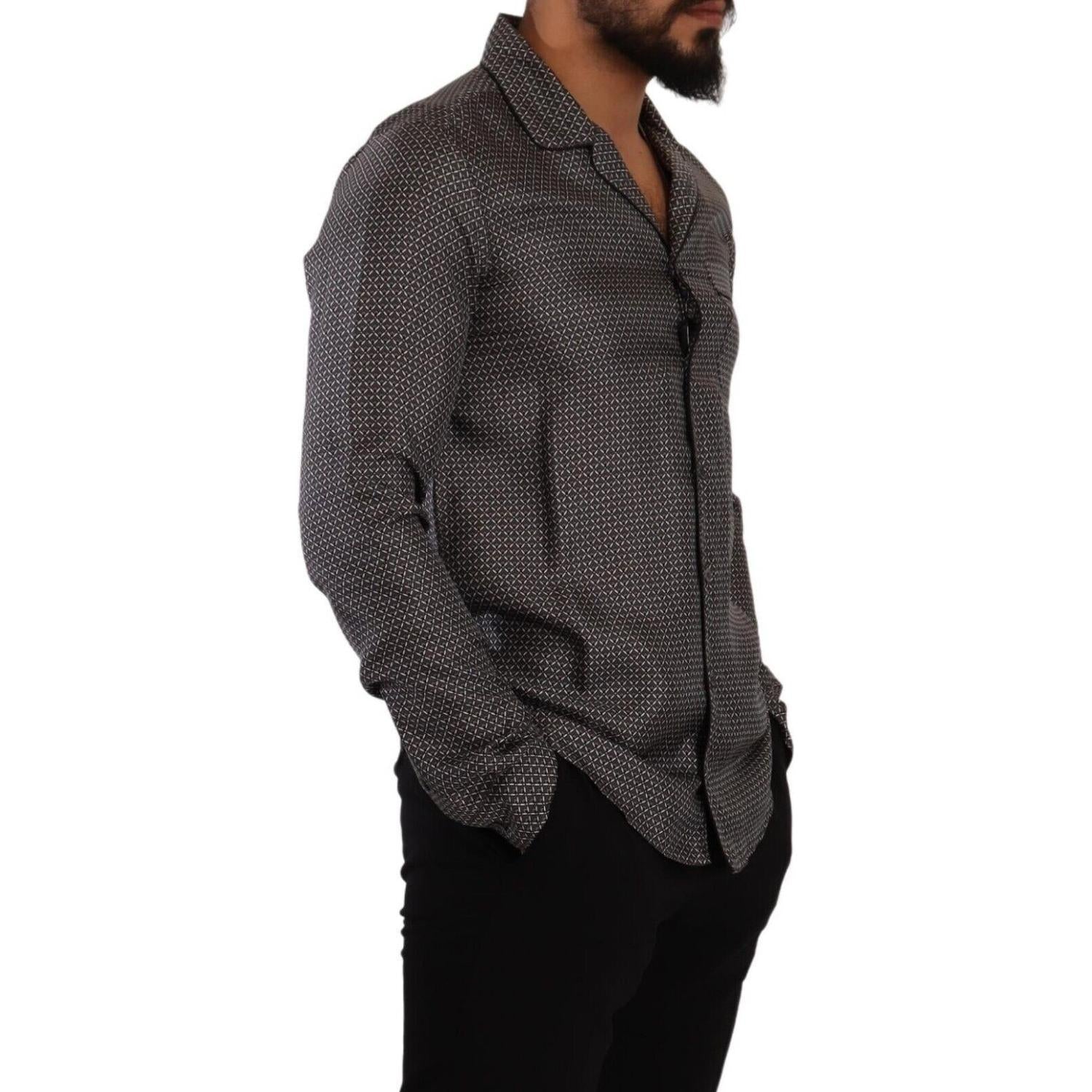 Dolce & Gabbana Gray Fantasy Pattern Pajama Top Mens Shirt