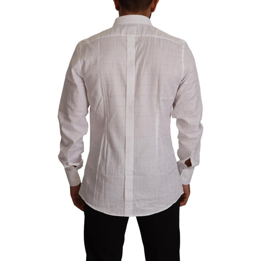 Dolce & Gabbana Elegant White Cotton Dress Shirt - Slim Fit Dolce & Gabbana Dark Gray