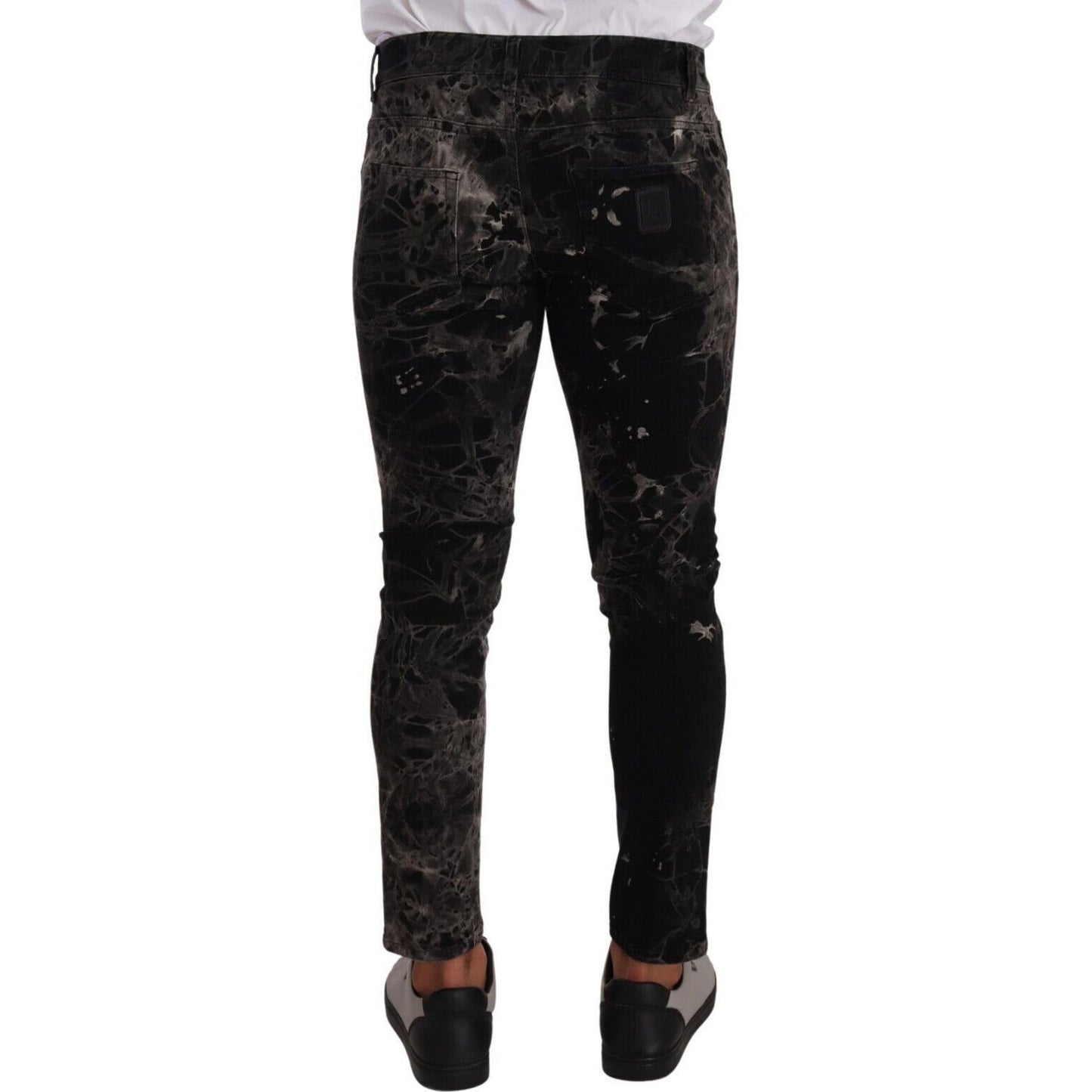 Dolce & Gabbana Black Patterned Skinny Slim Fit Jeans 1728,2% Elastane,67345645728,Black and Gray,Clothing,Dolce & Gabbana,IT48 | M,Jeans & Pants - Men - Clothing,Jeans Denim - Clothing,Material: 98% Cotton,Men,Men - Clothing,New with tags,Skinny Jeans -