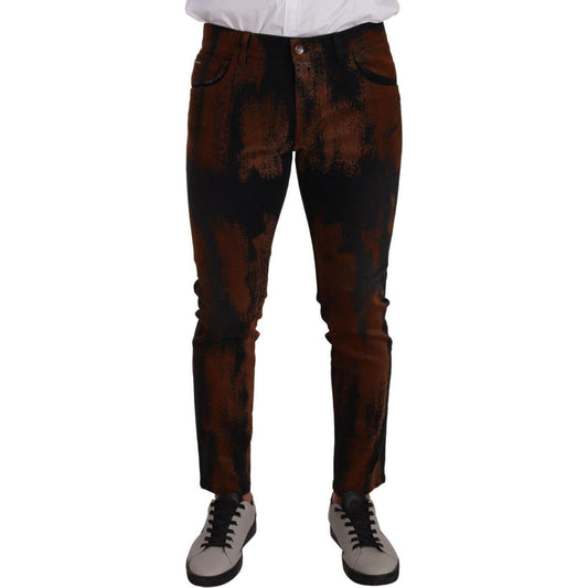 Dolce & Gabbana Black Brown Tie Dye Cotton Skinny Denim Jeans 1728,67345645728,Black and Brown,Clothing,Dolce & Gabbana,IT48 | M,Jeans & Pants - Men - Clothing,Jeans Denim - Clothing,Material: 98% Cotton 2% Elastane,Men,Men - Clothing,New with tags,Skinny